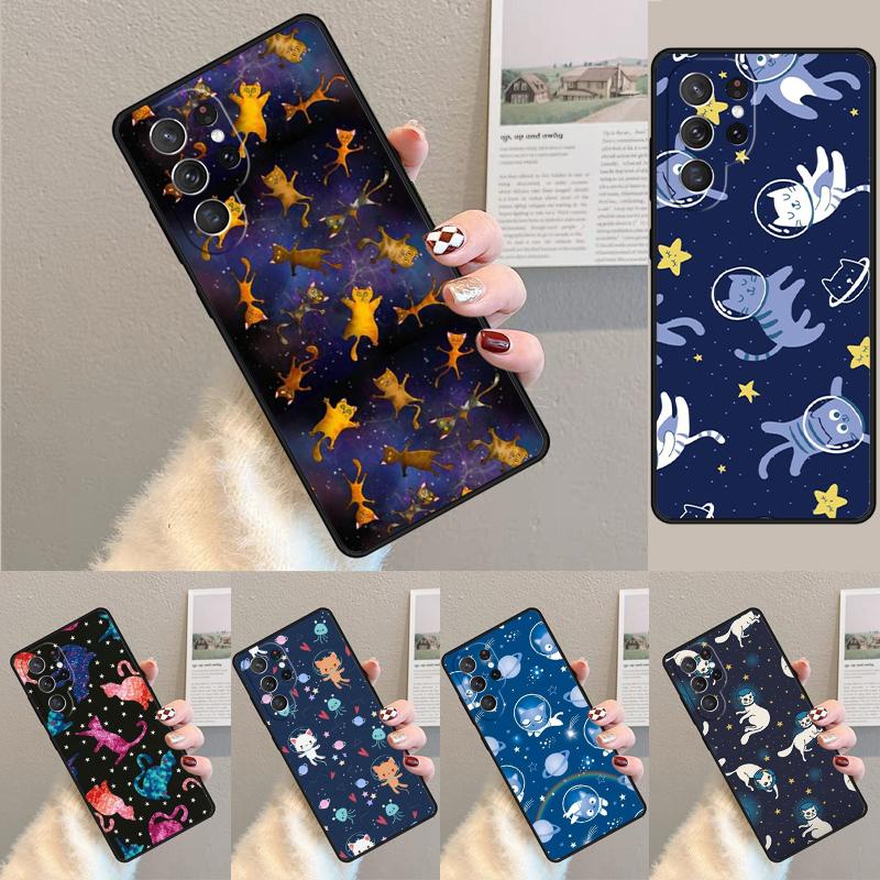 Space Happy Cats TPU Phone Case For Samsung Galaxy Note 10 Pro S26 S25 S24 S23 S22 Ultra Plus S21 FE S20 Shockproof Cover