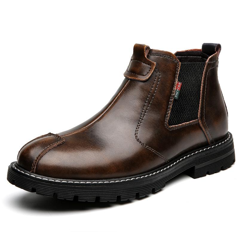Martin boots leather British casual Chelsea boots medium and high top velvet warm new boots