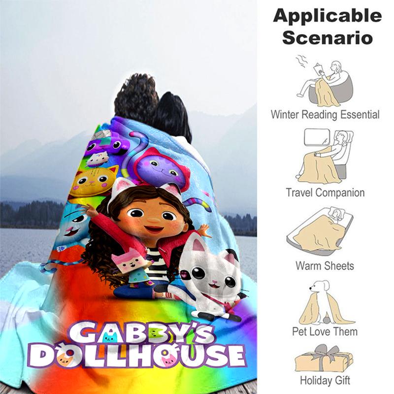 1pc Blanket Gabby's Dollhouse2 Print Design, Lightweight Blanket for Sofa, Bed- Soft &Warm, Gift for All Seasons like Christmas, Halloween