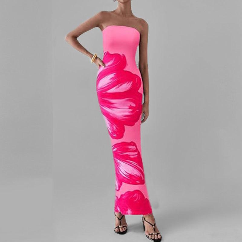 New Spring Women's Clothing Elegant Hip-shoulder Printed Dress for Women