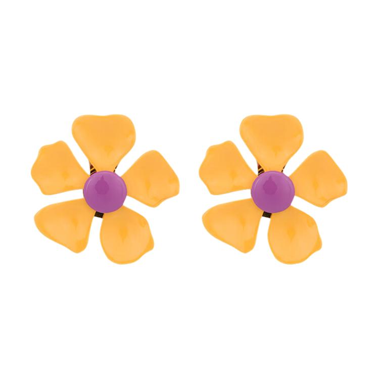 Moschino Flower Shaped Design Brass Ear Clips Women Accessories Yellow AEF23171A916384211029 F,Yellow