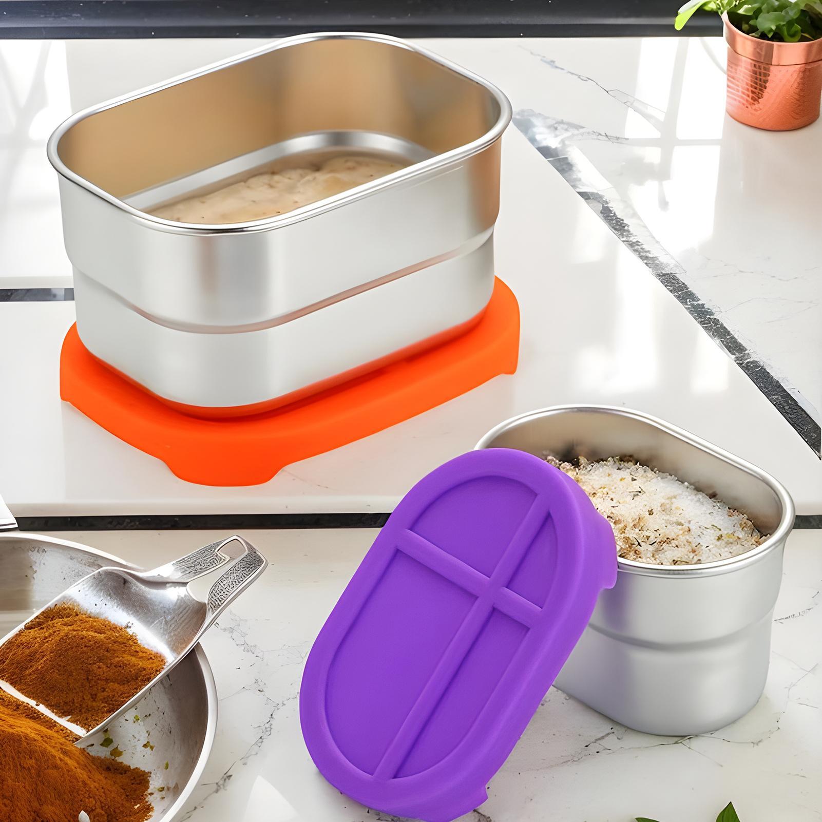 

6pcs Stainless Steel Student Food Box 8 Oz Leak Proof Food Storage Containers With Silicone Lids School Lunch Supplies Storage CN