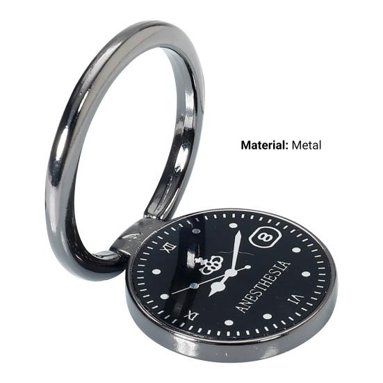 Kreativní držák na prstýnek na telefon, otočný o 360 stupňů, držák na podložku se samolepicí zadní stranou s hodinami