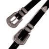 New Women's Western European and American Three-piece Black Deerskin Suede Belt Fashionable and Versatile Retro Carved Belt