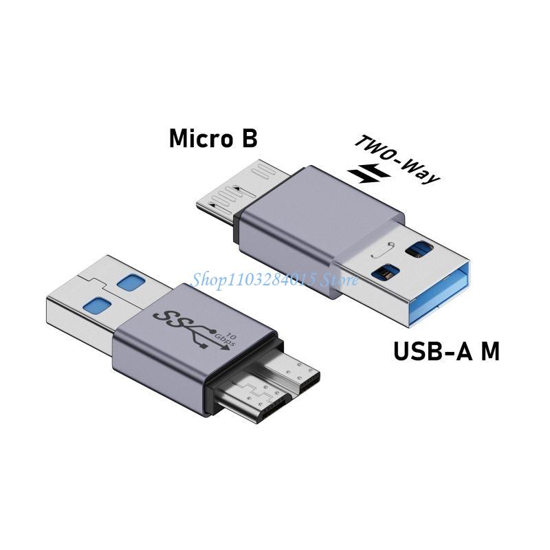 R6FF Aluminum Alloy Type C/USB to MicroB Converter 10Gbps Data Sync Cable for Phones External Hard Disk Drives