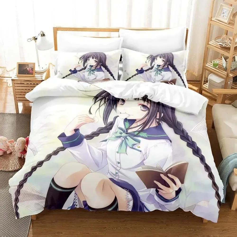 Neues Bungaku Shoujo Bettwäscheset Einzelbett Twin Full Queen King Size Bettset Erwachsene Kind Schlafzimmer Bettbezugsets Kawaii Bettlaken-Set