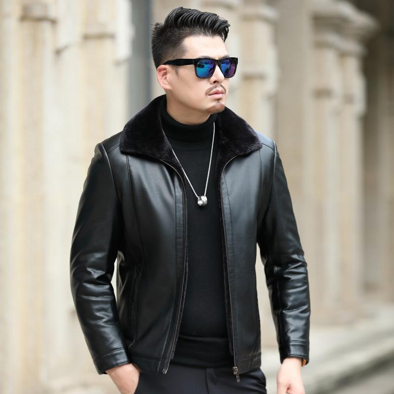 Куртка из натуральной кожи с лацканами для мотоциклистов — фото 5