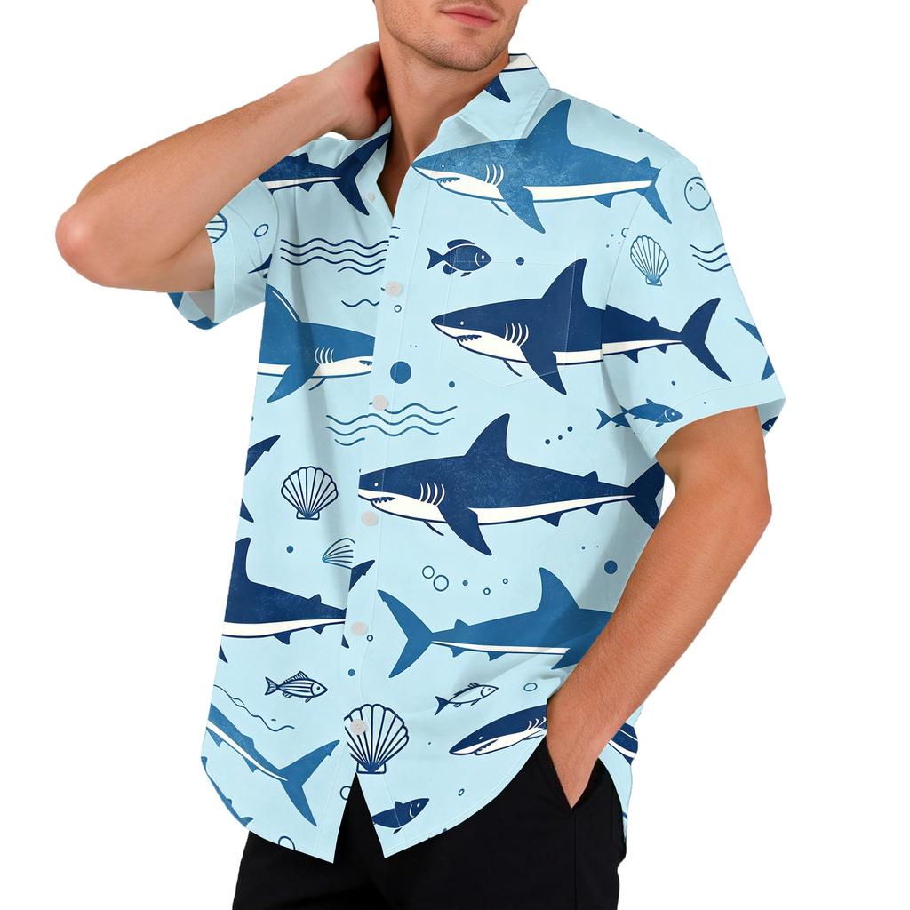 Camicia Hawaiana da Uomo a Maniche Corte con Bottoni Casual Vestibilità Larga Traspirante Camicia da Vacanza Spiaggia Top Estivo Leggero