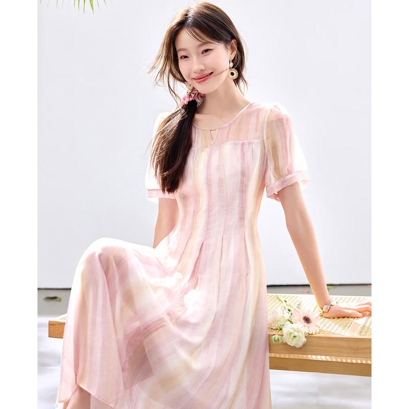 Sanpowa Elegant Summer Round Neck Midi Dress M