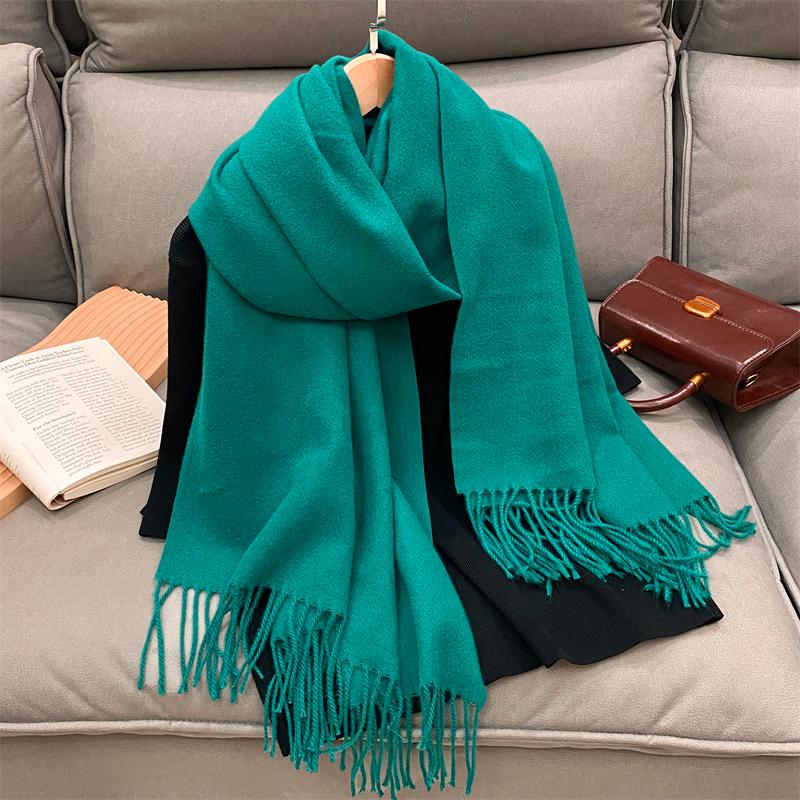 Luxury Solid Cashmere Scarf Women Winter Tassel Shawl Pashmina Big Size Handkerchief Lady Soft Outdoor Windproof Ski Bufanda