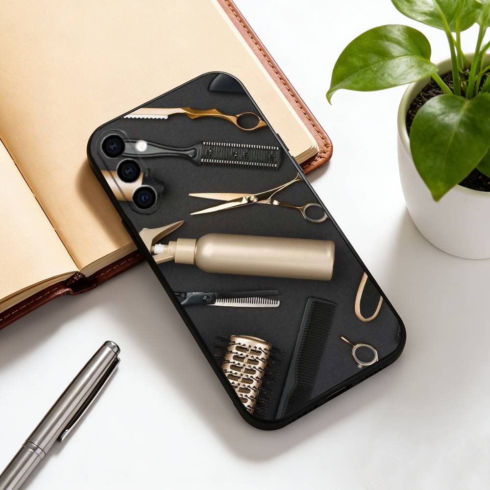 

Barber Shop Hair Stylist Salon Phone Case For Samsung Galaxy A73,A72,A71,A70,A53,A52,A51,Others Soft Black Cover Samsung a40