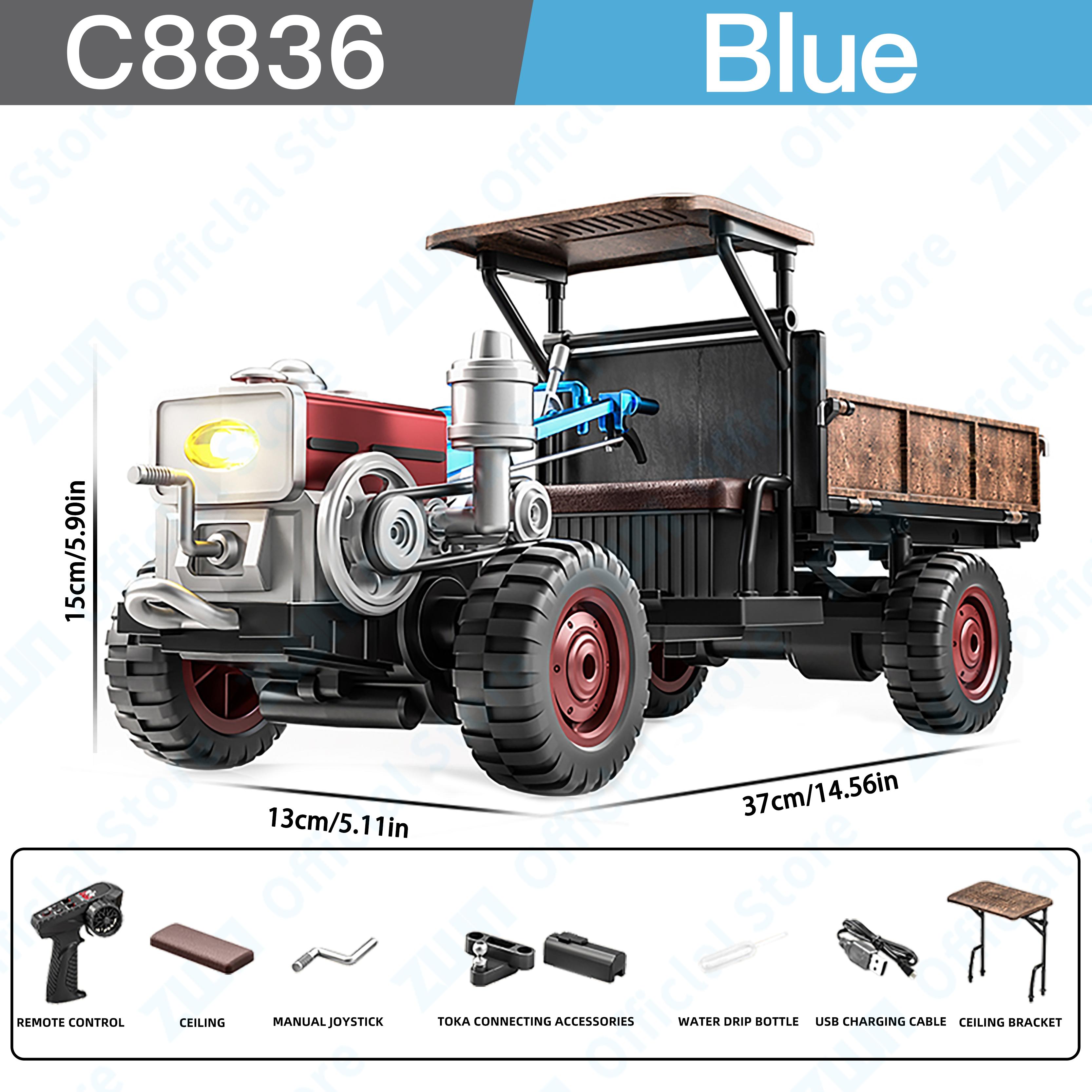 

JJRC C8836 2.4G RC Car 4WD Full Scale Simulation Classic Retro Remote Control Tractor Model Machine Electric Toy for Kid Gift