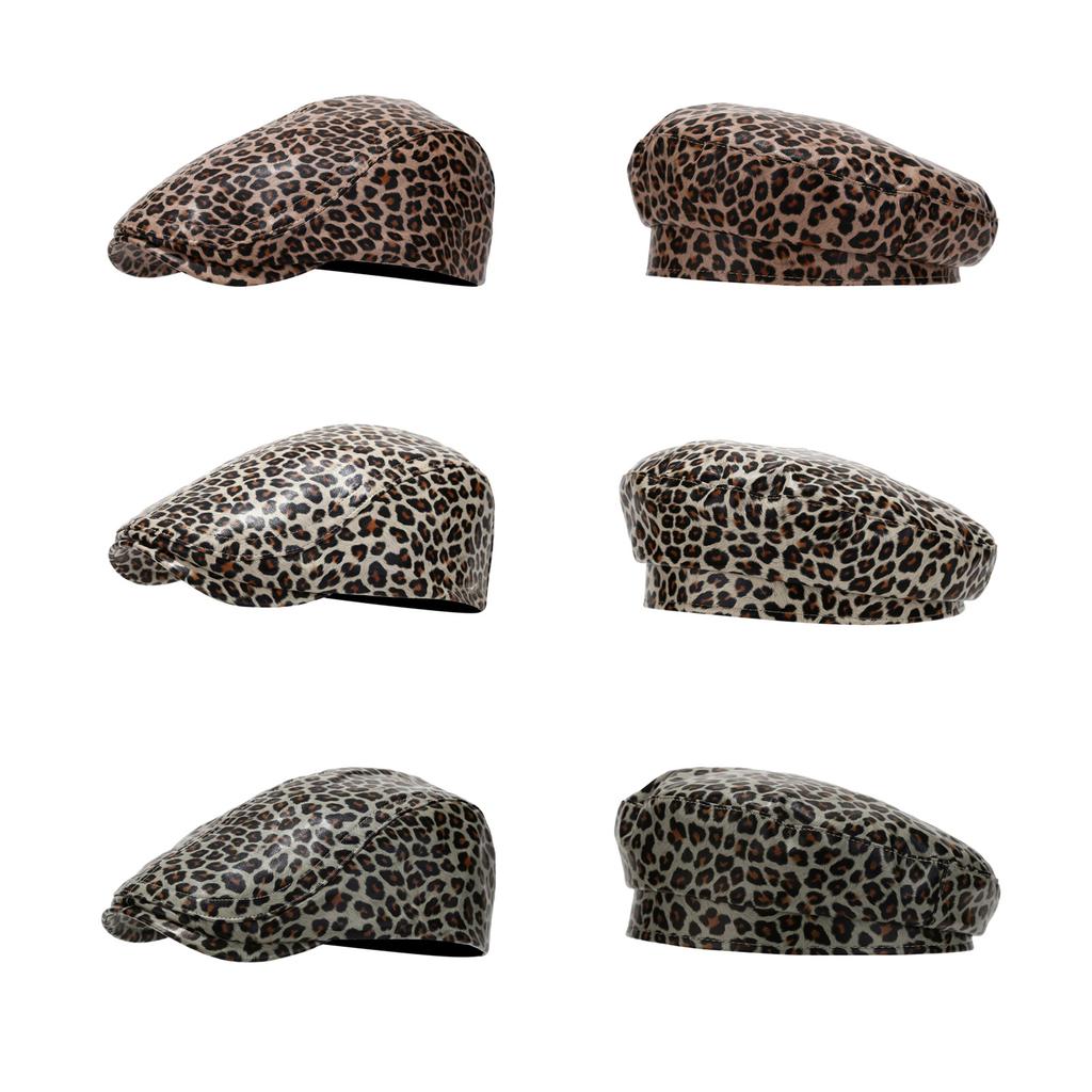 Unisex Beret Leopard Print Painter Hat British Cabbie Hat for Autumn Winter Flat Hat for Daily Wear Cabbie Hat