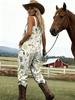 Ladies' Casual Overalls with Fashionable Sleeveless Button Design and Pockets, Suitable for Vacation and Daily Wear