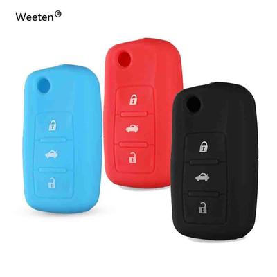 Cover per chiave auto in silicone adatta per Passat Polo Golf Touran Bora Leon SKODA Octavia 3 pulsanti