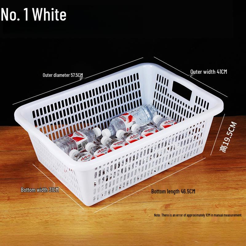 Large White Plastic Rectangular Kitchen Basket for Draining, Washing, and Storage