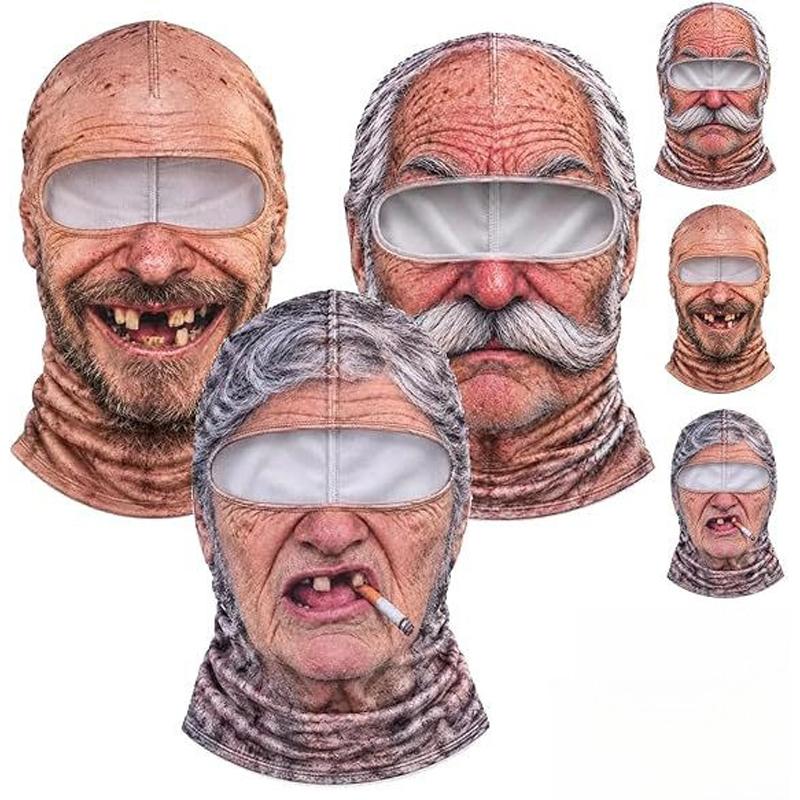 New Funny Realistic Face Ski Mask,Old Man Ski Mask Funny Realistic Face Balaclava,Novelty Winter Face Cover for Skiing Parties