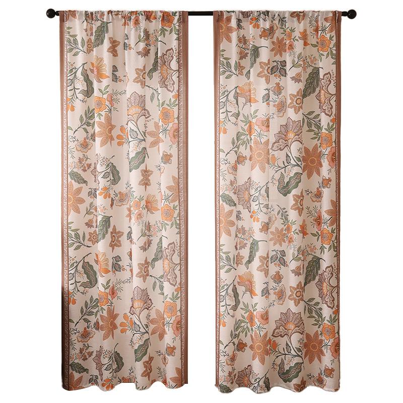 Modern, Enkel, Liten, Fräsch, Växttryck, Högkvalitativt Skrynkligt Linne, Tryckta Halvmörkläggningsgardiner, Arbetsrum, Vardagsrum, Balkong, Sovrum