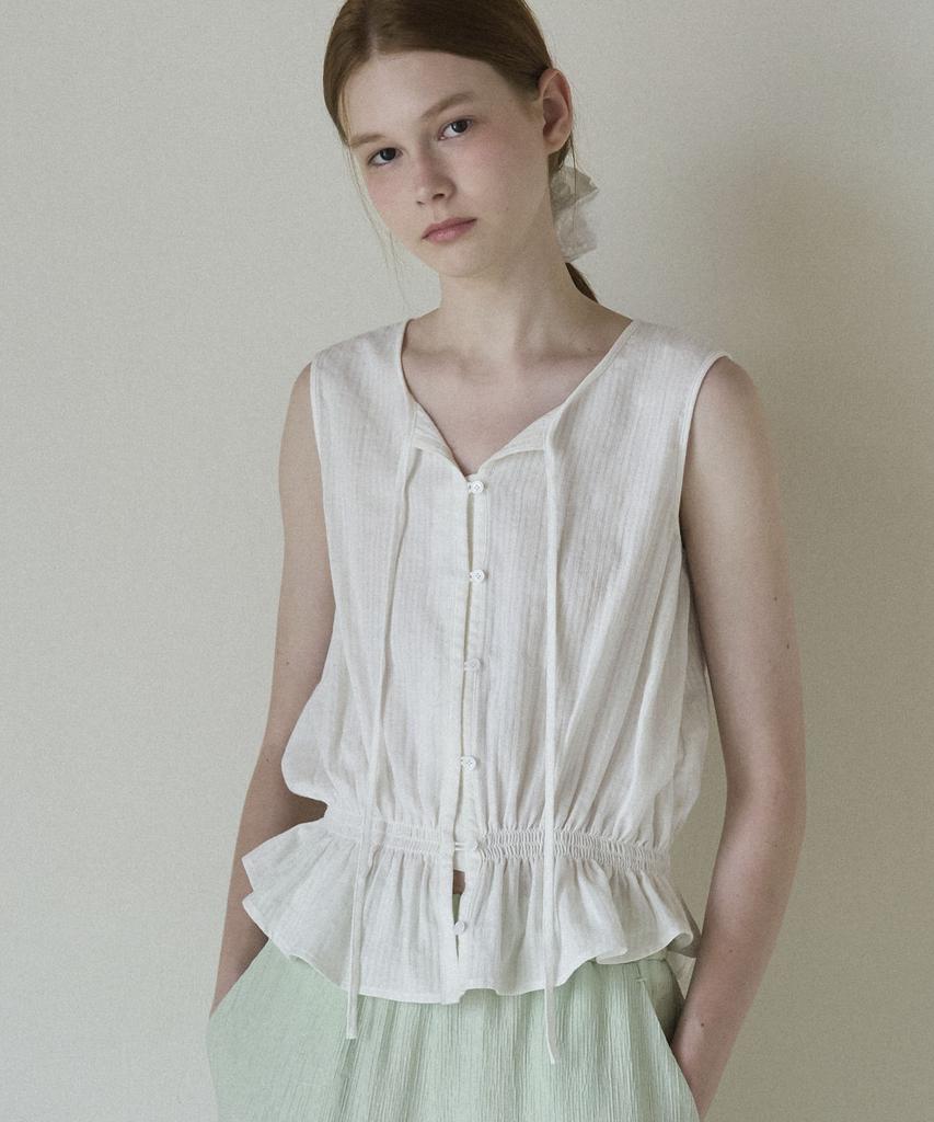 SO IR (2Color)Sleeveless Cotton Blouse
