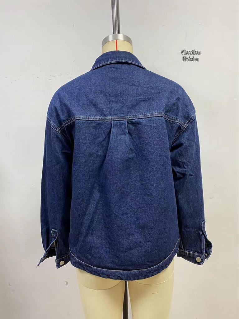 Casual Blue Washed Denim Women's Jacket, Style 89234 (Europe & America)