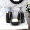 Premium Ceramic Bathroom Accessories Set of 3 | Modern Luxury Bath Set with 300ml Soap Dispenser, Toothbrush Holder & Soap Dish | Home Decor Items