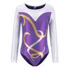 5-12Y Gymnastics Dancesuit Girls Long Sleeve Dance Leotards Child Striped Costumes Gymnastic Leotards Kids Dance Ballet Suits