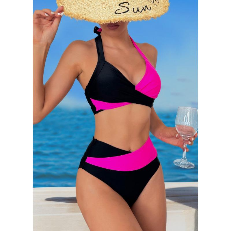Damen Bikini mit neuer Halskollokation und hoher Taille, zweiteiliger Badeanzug