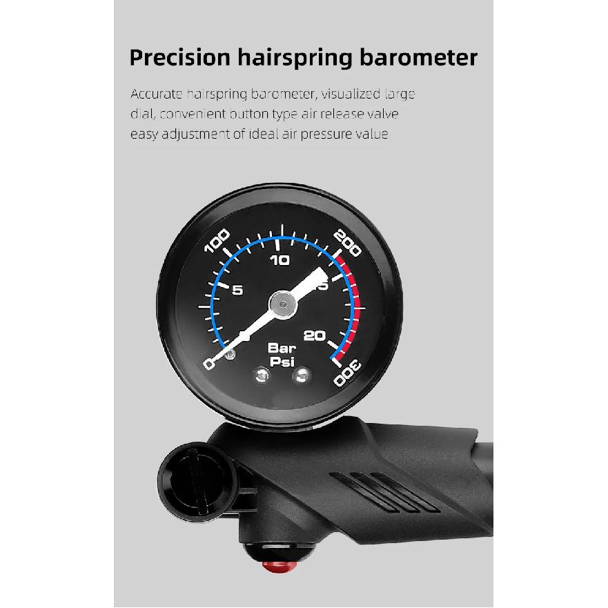 WEST BIKING Portable High-pressure 300psi Bike Air Pump with Gauge for Fork & Rear Suspension Shock Absorber Mountain Bicycle