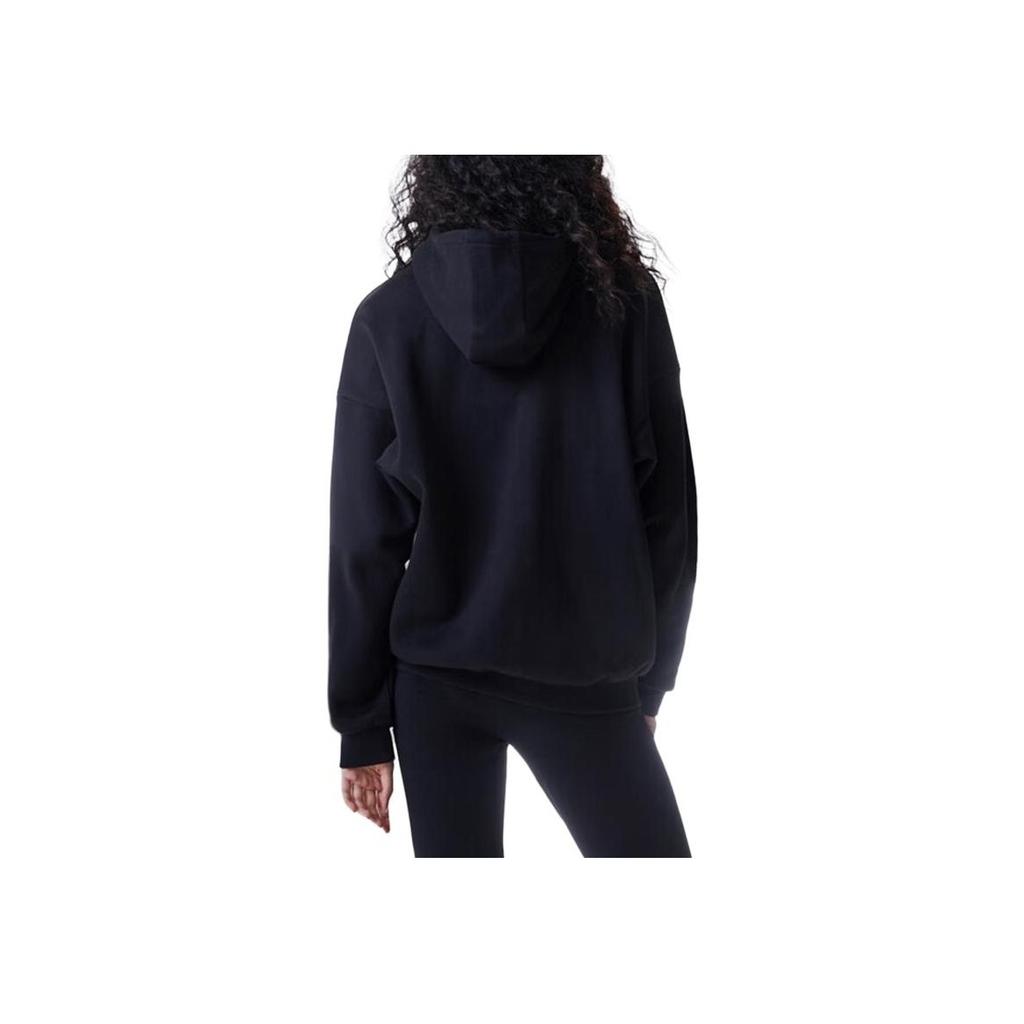 adidas Originals Kleeblatt-Logo Print Kängurutasche Hoodie Damen Hoodies Schwarz HC1673