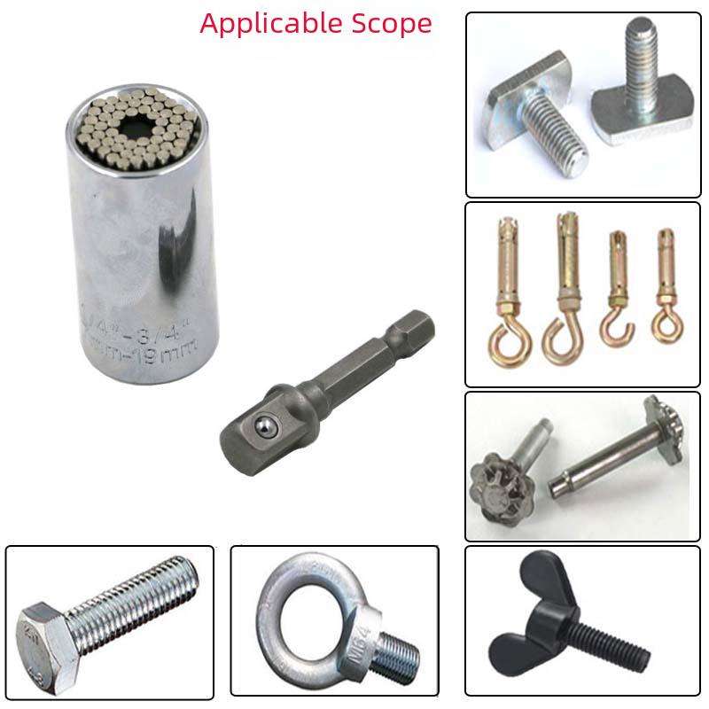 Universal 7-19mm Ratchet Socket with 3/8" Steel Extension Rod, 2-Piece Set