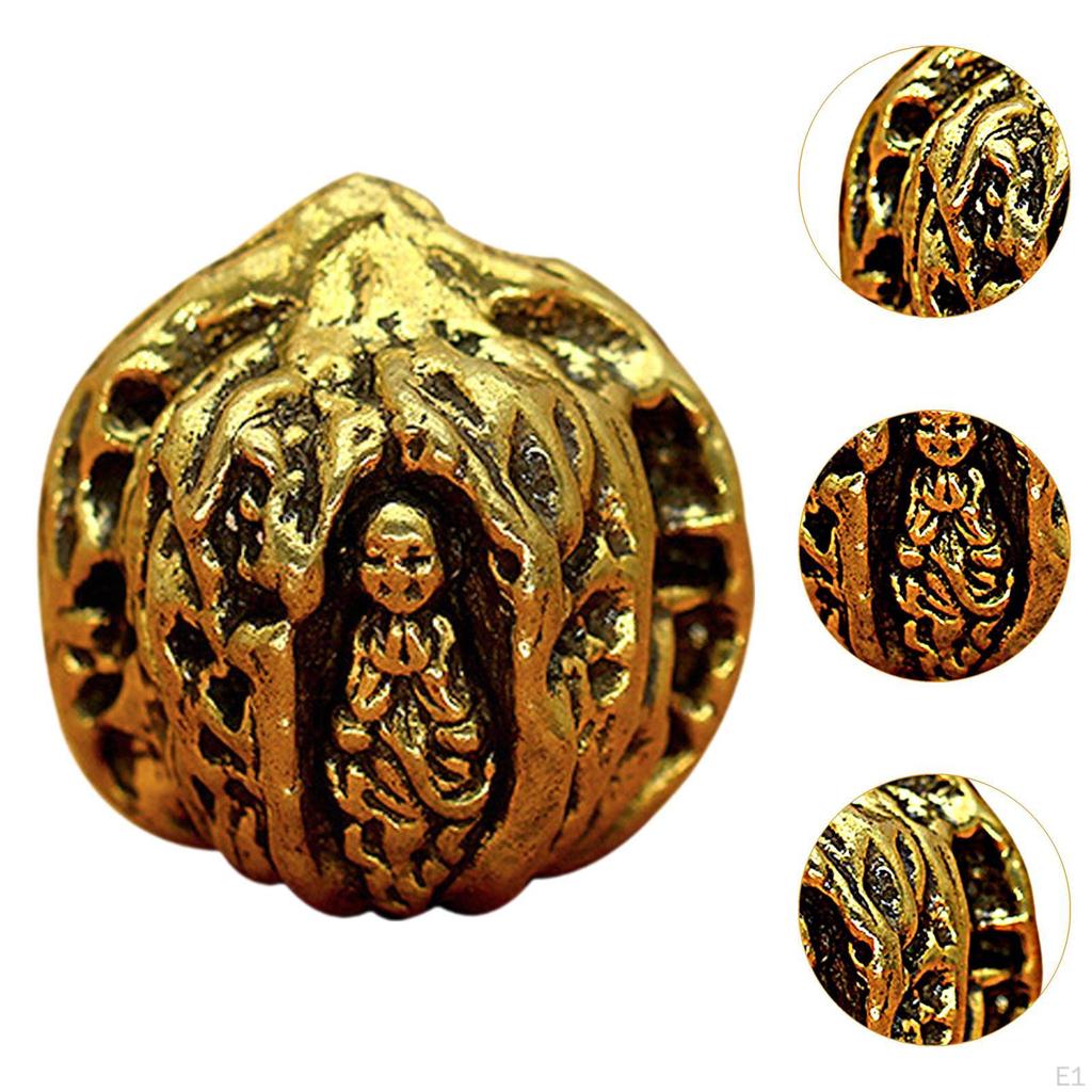 Mini Brass Walnut Ornament Chinese Hand Exercise Ball Home Office Decorations Artware Buddha
