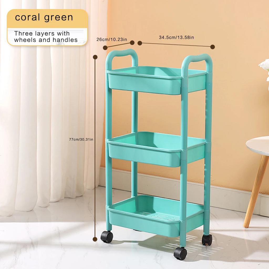Multi Functional Kitchen Trolley Organizer Storage Rack Multi-Tiered Kitchen Cart with 360° Swivel Wheels Large Capacity Shelf