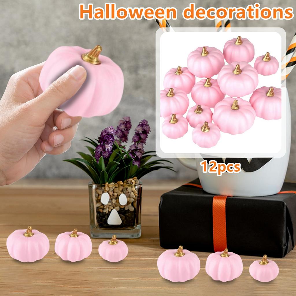 12pcs Simulation Pumpkin Model Pinks Foam Pumpkin Suit