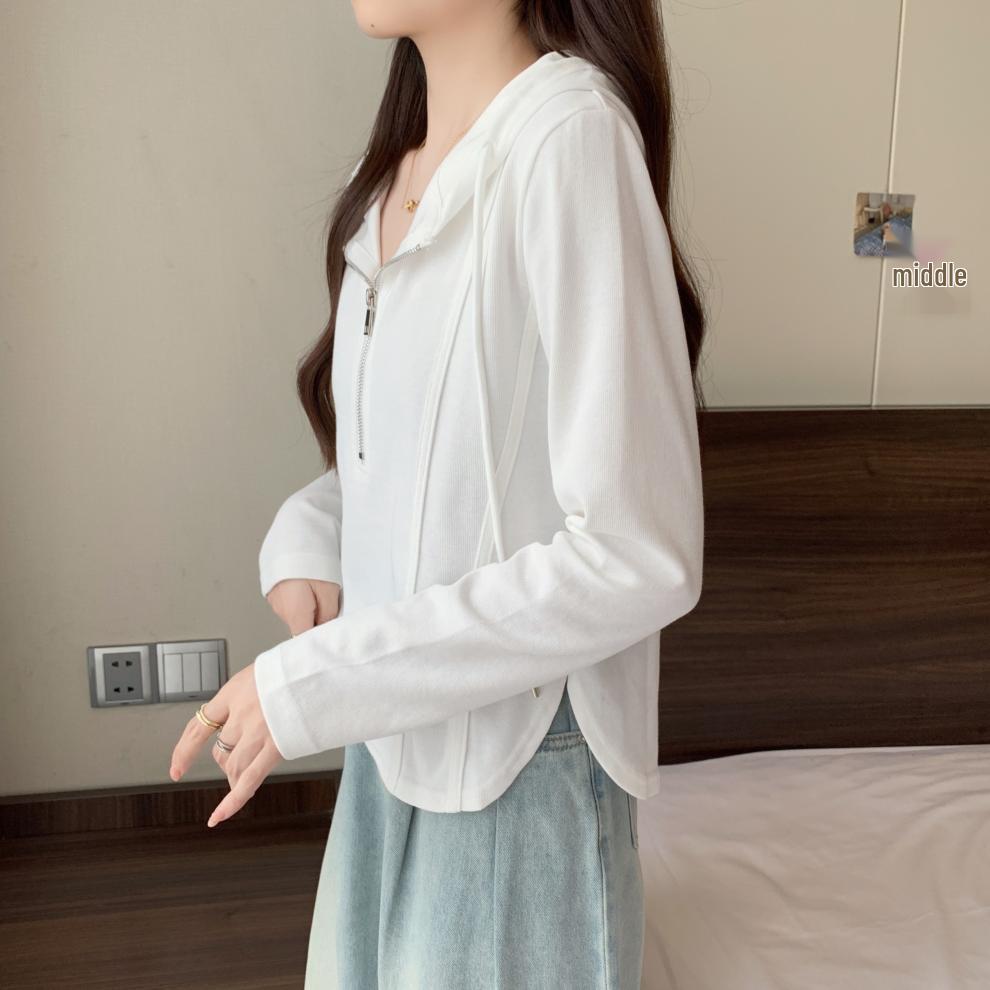 2026 Spring Slimming Plus Size Versatile Women's Hooded Casual College Sweatshirt