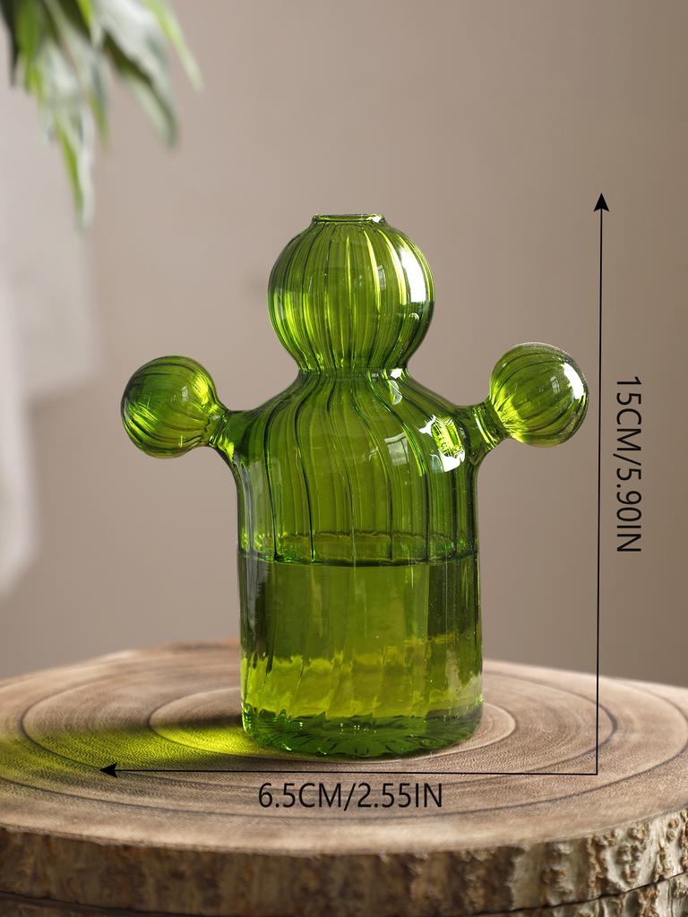Glass Vase With Cactus Shaped Design Exquisite Workmanship Table Centerpiece Plant Vase For Dining Room Home Decorations Gifts