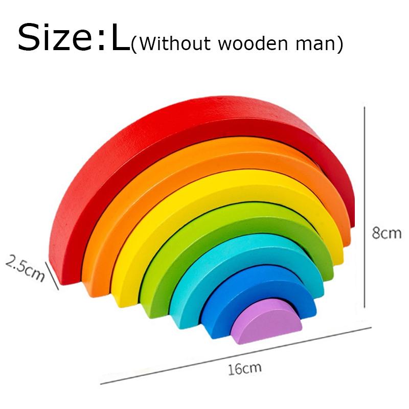 Montessori Wooden Toys for Babies Rainbow Stacking Block Toy Blocks Round Shape Construction Tower Kids Educational Learning Toy