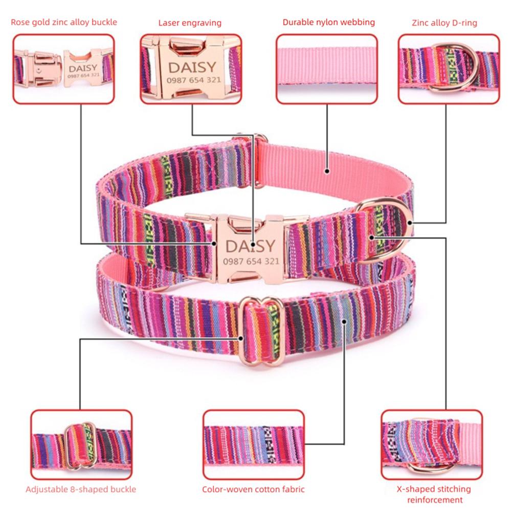 Remium Ethnic Style Dog Collar Boho Style Adjustables Outdoor Collar For Outdoor Daily Walks