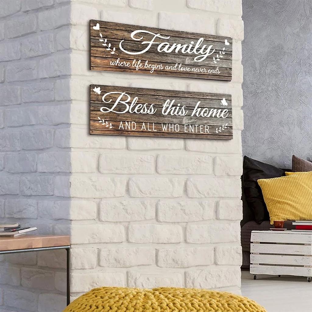 2pcs Wooden Signs Wall Art Decoration Home Decor