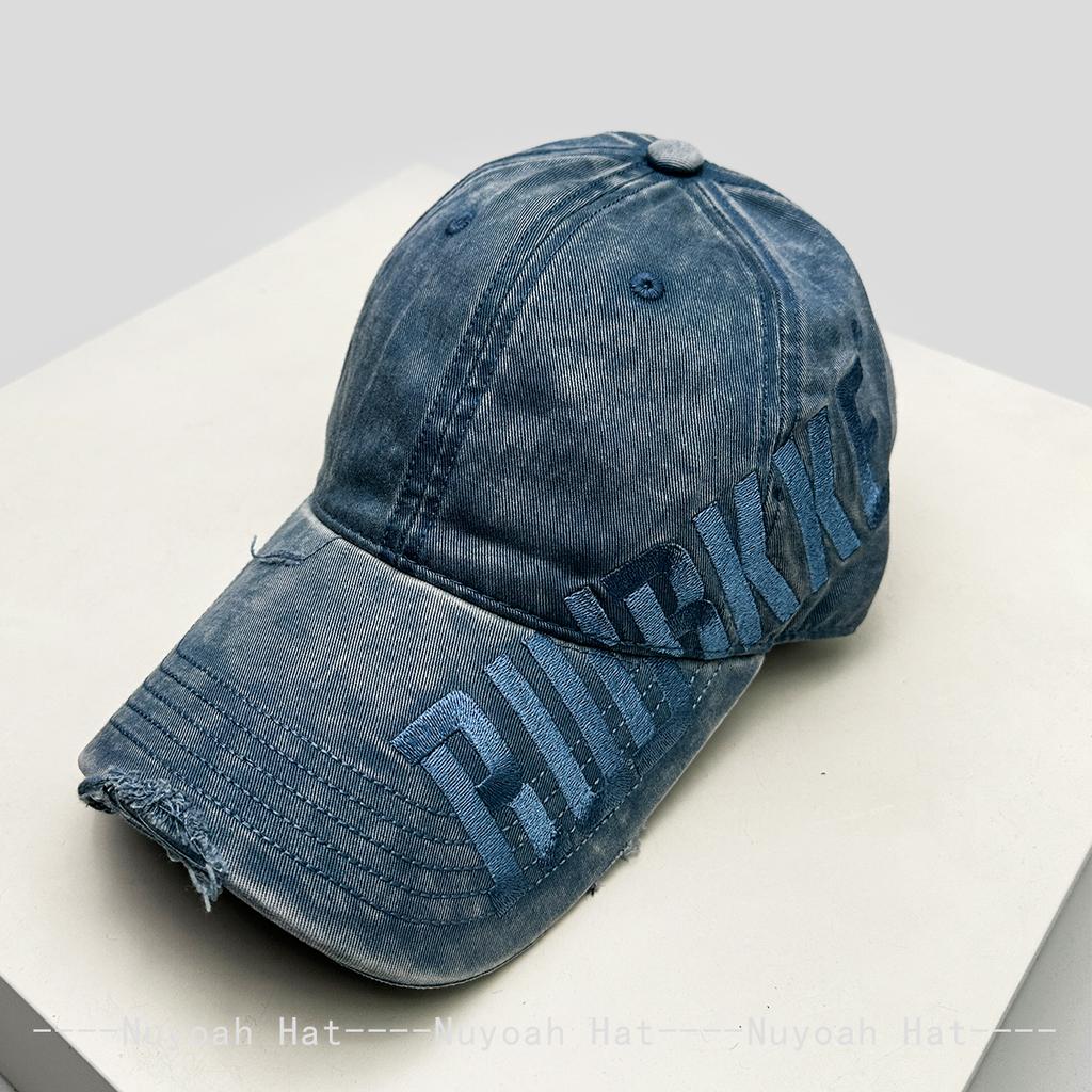 And Women Bandhnu Broken Style Embroidered Side Letter Prints Baseball Caps Sun Protection Street Style All-Match Distressed Peaked Hats Fashion