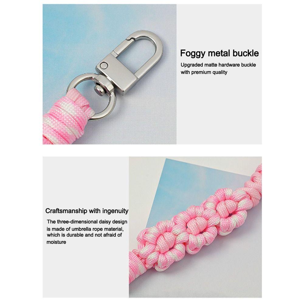 Handwoven Water Bottle Handle Strap Daisy Flower with Adjustable Hand Strap Water Cup Hanging Rope Macrame Water Bottle Holder