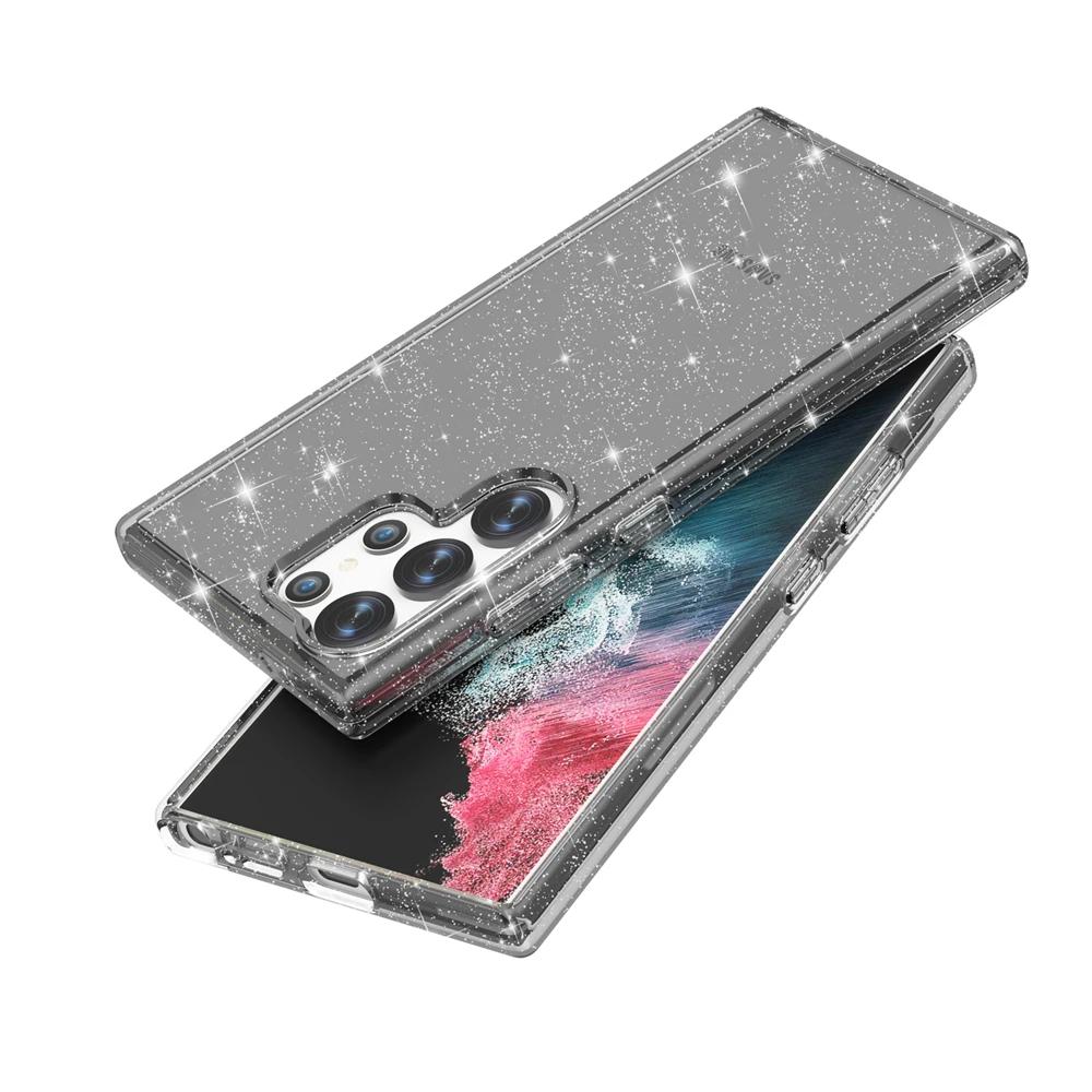 Bling Galaxy Glitter Clear Anti-Drop Case For Samsung S26 S25 Edge S24 S23 S22 S21 FE Ultra Plus Shockproof Protection Cover