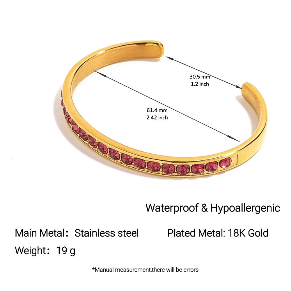 Yingtai Women's Non-fading Oval Colorful Irregular Stainless Titanium Steel Bracelet, Electroplated 18k Gold, European & American Style.