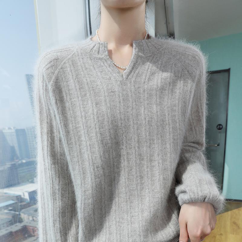 Women's Cashmere Sweater Qinghe Cashmere 30% Cashmere 30% Mink 30% Wool 10% Nylon Women's Autumn and Winter Thick Cashmere Pullover Soft and Warm