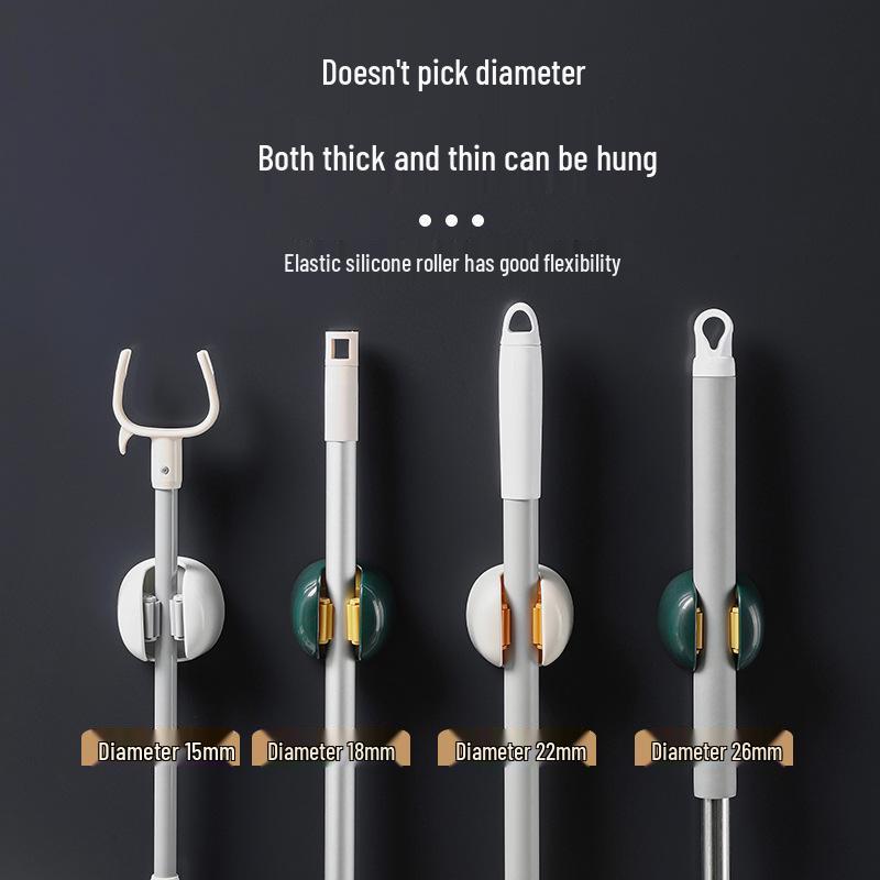 Nordic Uchwyt na mopa i miotłę montowany na ścianie bez wiercenia z mocnym klipsem