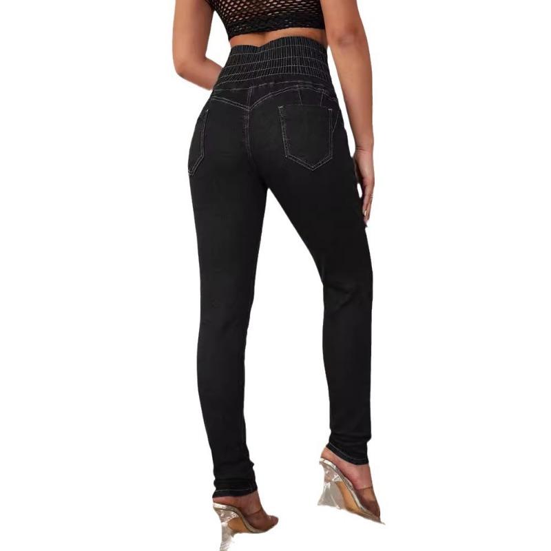 Spring and Summer New Sexy Hip Lift Lace-up Small Foot Jeans