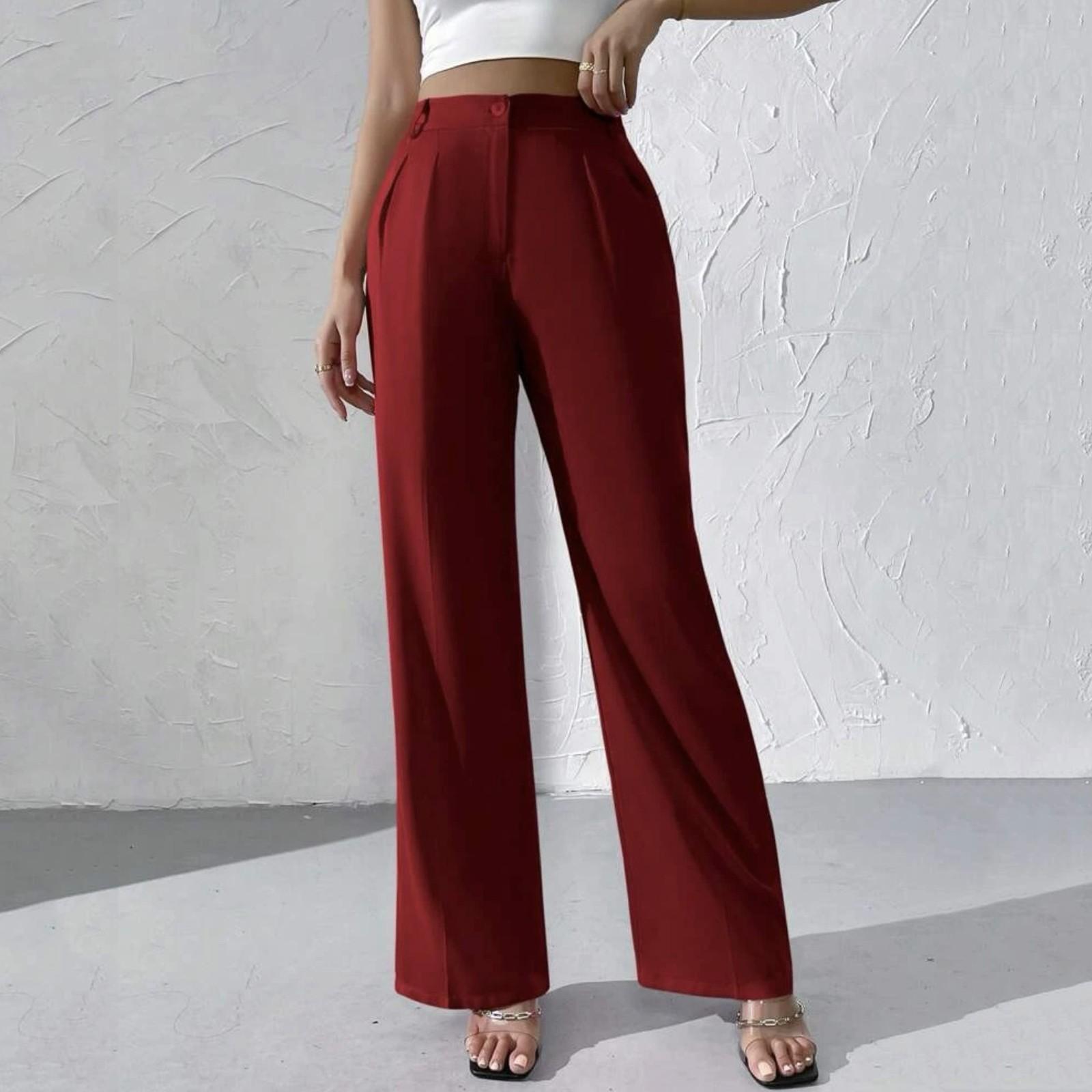 

Женские однотонные повседневные элегантные однотонные брюки с высокой посадкой, широкие, для делового костюма, длинные брюки XL