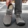 Men Retro Suede Handmade Casual Walking Shoes Outdoor Grey Lacing Driving Shoes Over Sized