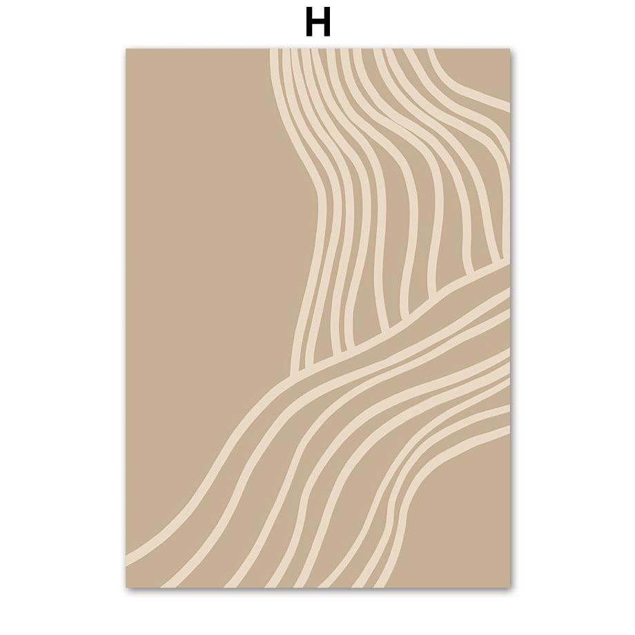 Beige And Black Abstract Line Geometric Face Wall Art Canvas Painting Nordic Posters And Print Decor Pictures For Living Room