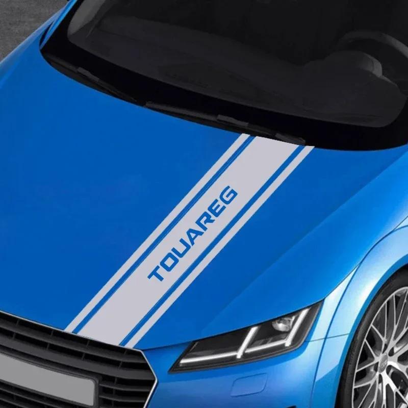 Car Front Bonnet Hood Stickers Vinyl Decals Exterior for Volkswagen VW TOUAREG Emblem Body Anti Scratch Film Stripe Accessories iuj2