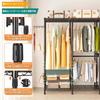 AZAKBL Heavy-Duty Clothes Rack, 2-Tier, Large Capacity, with Casters, Closet/Wardrobe Storage, Rust-Resistant, Easy Assembly, Adjustable Height, Space
